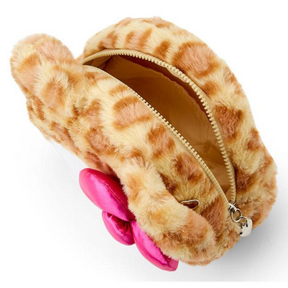Sanrio三丽鸥｜ Original Face-shaped 2way Pochette / Leopard Bear豹纹熊系列脸型毛绒链条斜挎包｜约19×6×15cm