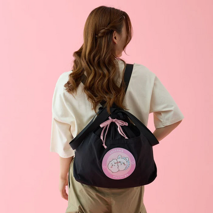 Chiikawa 吉伊卡哇｜黑色双肩单间两用抽绳束口包/背包｜约H370 x W410 x D130mm