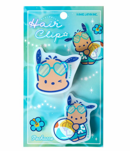 Sanrio｜Tan Swimsuit Party Matte Hair Clip Set｜2 piece