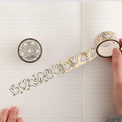 Miffy｜70th Anniversary Gold Foil Face Dot Clear Masking Tape｜H125 × W100 × D35mm approx.