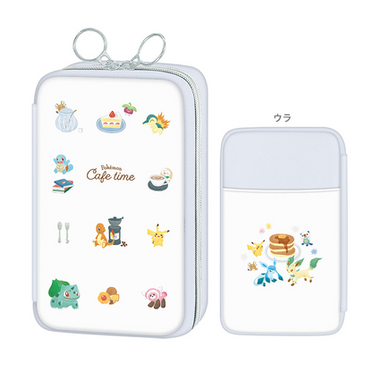 Pikachu皮卡丘｜Flat Multi Case Pouch - Cafe Time 咖啡时光皮质感扁平多用双拉链保护套/笔袋/收纳包｜约110×190×30mm