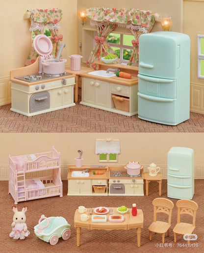 SylvanianFamilies森贝儿家族｜Country Home Furniture Set-Chocolate Rabbit巧克力兔家庭烹饪家具套组/玩具/过家家2166