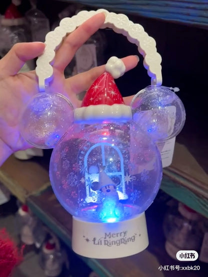 Disney迪士尼 ｜Merry Lil RingRing Mickey 东迪2024圣诞精灵妖精米奇系列七彩发光雪花图案透明手提灯笼球