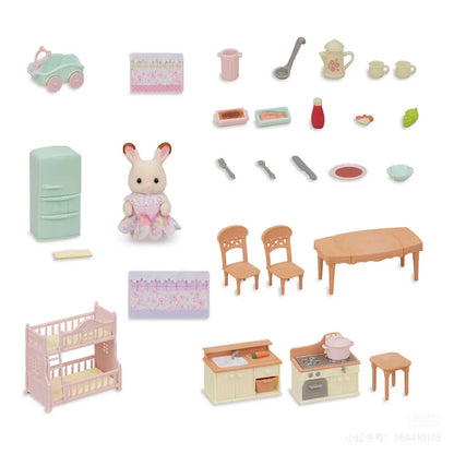 SylvanianFamilies森贝儿家族｜Country Home Furniture Set-Chocolate Rabbit巧克力兔家庭烹饪家具套组/玩具/过家家2166