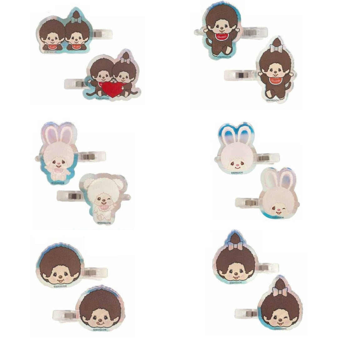 Monchhichi｜Acrylic Hair Clip Set｜H4 x W5.5 x D2cm approx.