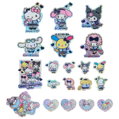 Sanrio｜Academy Sparkling Journey Glittler Student ID Card Style Flake Sticker Set &amp; Case｜8.5×6cm approx.