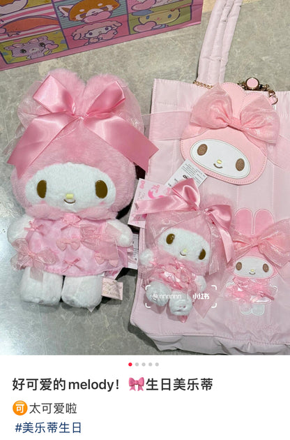 【limit 1】Sanrio三丽鸥｜Melody Birthday 50th Anniversary Mascot Holder Ribbon Princess Plush美乐蒂50周年生日粉桃甜心系列毛绒玩偶挂件/包挂｜约19.4 x 9.6 x 6.5cm