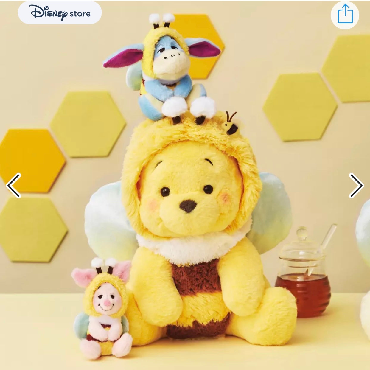 Disney｜Winnie the pooh小熊维尼2023蜜蜂日限定M号毛绒公仔玩偶/可脱帽｜高さ約35×幅30×奥行き22(cm)