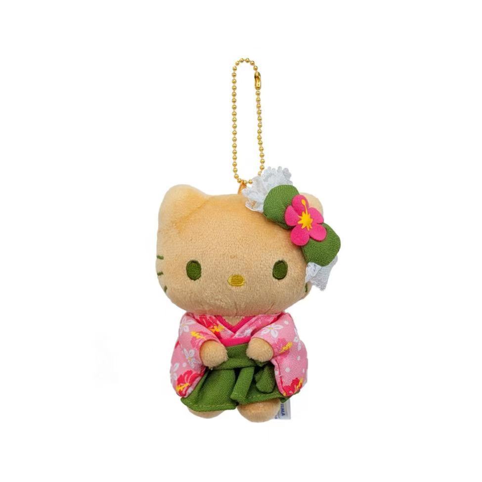 Sanrio｜Hello Kitty Sun-tanned Matcha Kimono Mascot Holder /Plush Keychain｜W9×H12×D6cm approx.