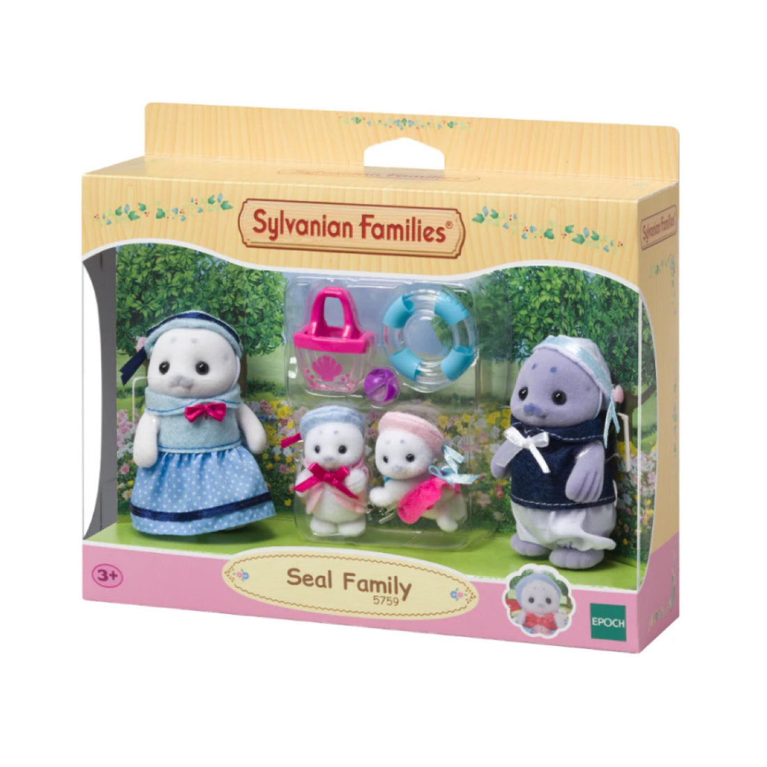 SylvanianFamilies森贝儿家族｜Seal Family海豹家族一家四口植绒站宝套组/玩具/过家家5759