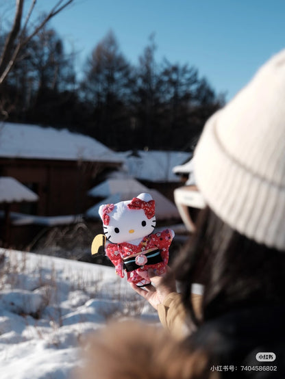 Hello kitty｜Crepe Japanese kimono Mascot Holder /Plush Keychain｜12×5×12cm approx.
