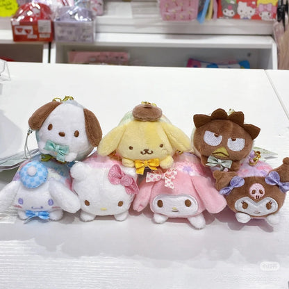 Sanrio三丽鸥｜Mascot Strap Nagomi日式粉彩碎花毛绒圆滚滚玩偶挂件/包挂｜约5.5×7.5×5.5cm