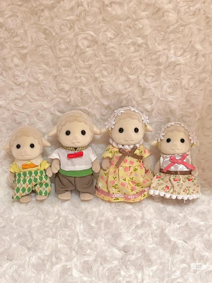 SylvanianFamilies森贝儿家族｜Sheep Family绵羊家族一家四口植绒站宝套组/玩具/过家家5619