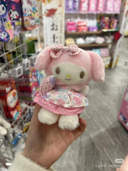 Sanrio三丽鸥｜Mascot Keychain粉彩碎花毛绒玩偶挂件/包挂｜约幅9.5×奥行7×高さ13cm