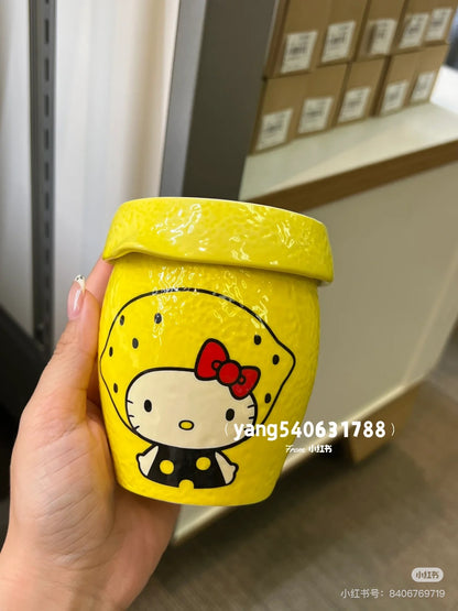 Sanrio三丽鸥｜Hello kitty Cup/Tumbler凯蒂猫柠檬水杯/带绞肉盖｜约Φ8.9×H10(cm)