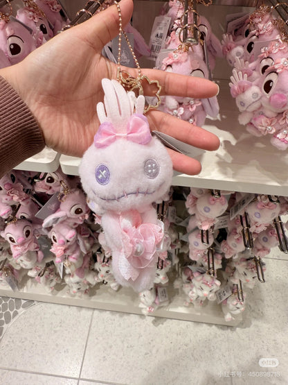 Disney迪士尼｜Cherry Blossom Sakura 2025Collection Mascot Keychain 东迪2025年限定樱花粉坐姿可爱角色毛绒玩偶钥匙扣挂件/包挂/樱花造型钥匙圈｜ 约高 12 x 宽 10 x 深 12.5 (cm)