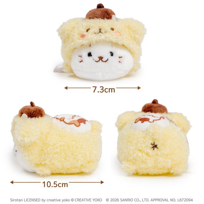 Sanrio｜Shirotan x Pompompurin Seal Mascot Holder /Plush Keychain｜10.5cm x 7.3cm x 5.8cm approx.