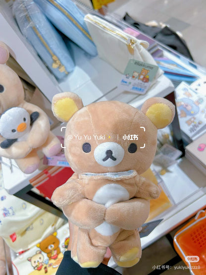 Rilakkuma轻松熊｜ Favorite Things Plush Smartphone Stand San-X毛绒玩偶手机支架/衣服和企鹅可分离｜约180×140×110mm