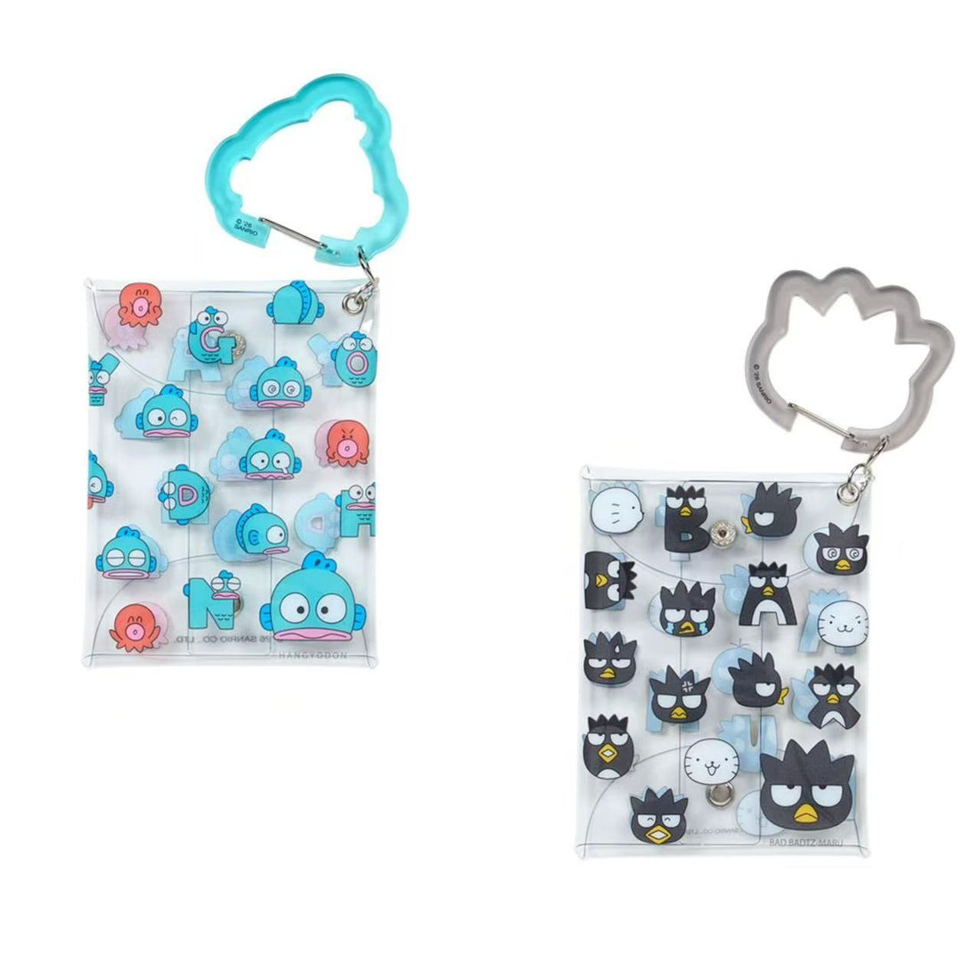 Sanrio｜Hangyodon &amp; Bad Badtz-Maru Funny Face Design Carabiner Clear Pouch｜W10 x D1.5 x H13cm approx.
