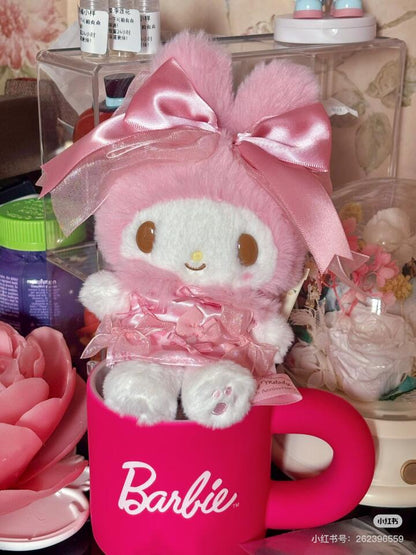 【limit 1】Sanrio三丽鸥｜Melody Birthday 50th Anniversary Mascot Holder Ribbon Princess Plush美乐蒂50周年生日粉桃甜心系列毛绒玩偶挂件/包挂｜约19.4 x 9.6 x 6.5cm