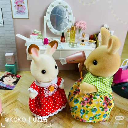 SylvanianFamilies森贝儿家族｜Chocolat Rabbit Girl巧克力兔妹妹植绒站宝/玩具/过家家