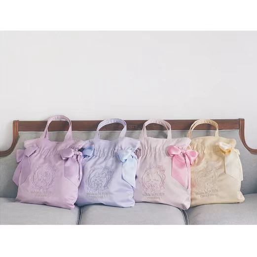 chiikawa｜Maison de FLEUR Embroidered Double Ribbon Tote Bag｜H450×W420mm approx.
