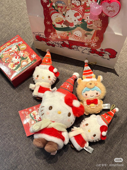 Sanrio三丽鸥｜Mascot Holder/ Christmas 2024圣诞限定可爱角色毛绒玩偶挂件/包挂｜约8.5×6.5×19cm