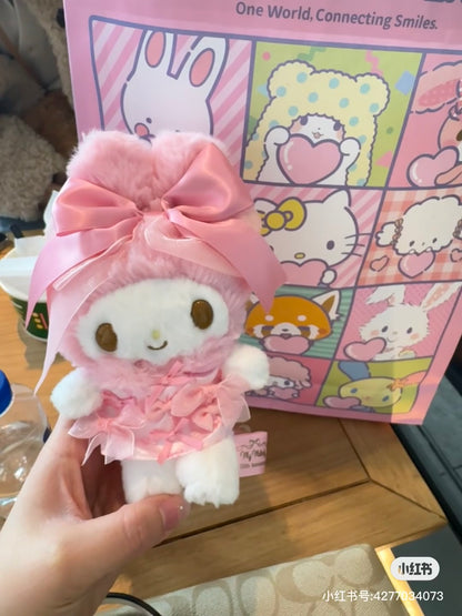【limit 1】Sanrio三丽鸥｜Melody Birthday 50th Anniversary Mascot Holder Ribbon Princess Plush美乐蒂50周年生日粉桃甜心系列毛绒玩偶挂件/包挂｜约19.4 x 9.6 x 6.5cm