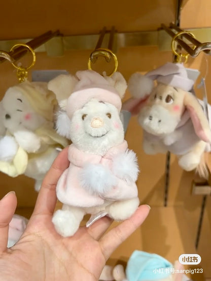 Disney迪士尼｜Plush Mascot Keychain - White Pooh Fruit Latte Color东迪冬日限定水果拿铁色睡衣睡帽斗篷系列可爱角色毛绒挂件/包挂｜约高 16.5 x 宽 10 x 深 9cm