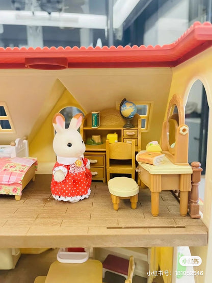 SylvanianFamilies森贝儿家族｜Red Roof Cosy Cottage Starter Home-Chocolate Rabbit巧克力兔站宝+甜梦小屋/别墅套组5567