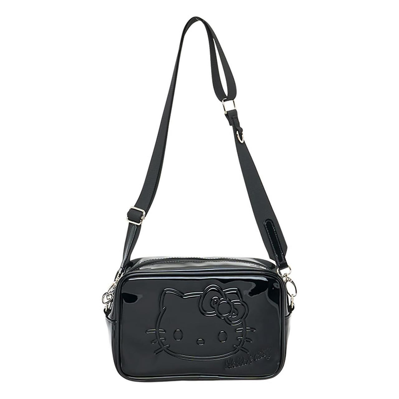 Sanrio三丽鸥｜Shoulder Bag Monotone黑白印象系列爱心拉链皮质感斜挎包/里面也有可爱图案｜约23×9×15cm