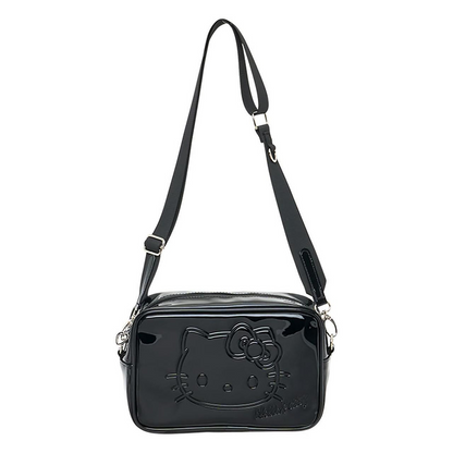 Sanrio三丽鸥｜Shoulder Bag Monotone黑白印象系列爱心拉链皮质感斜挎包/里面也有可爱图案｜约23×9×15cm