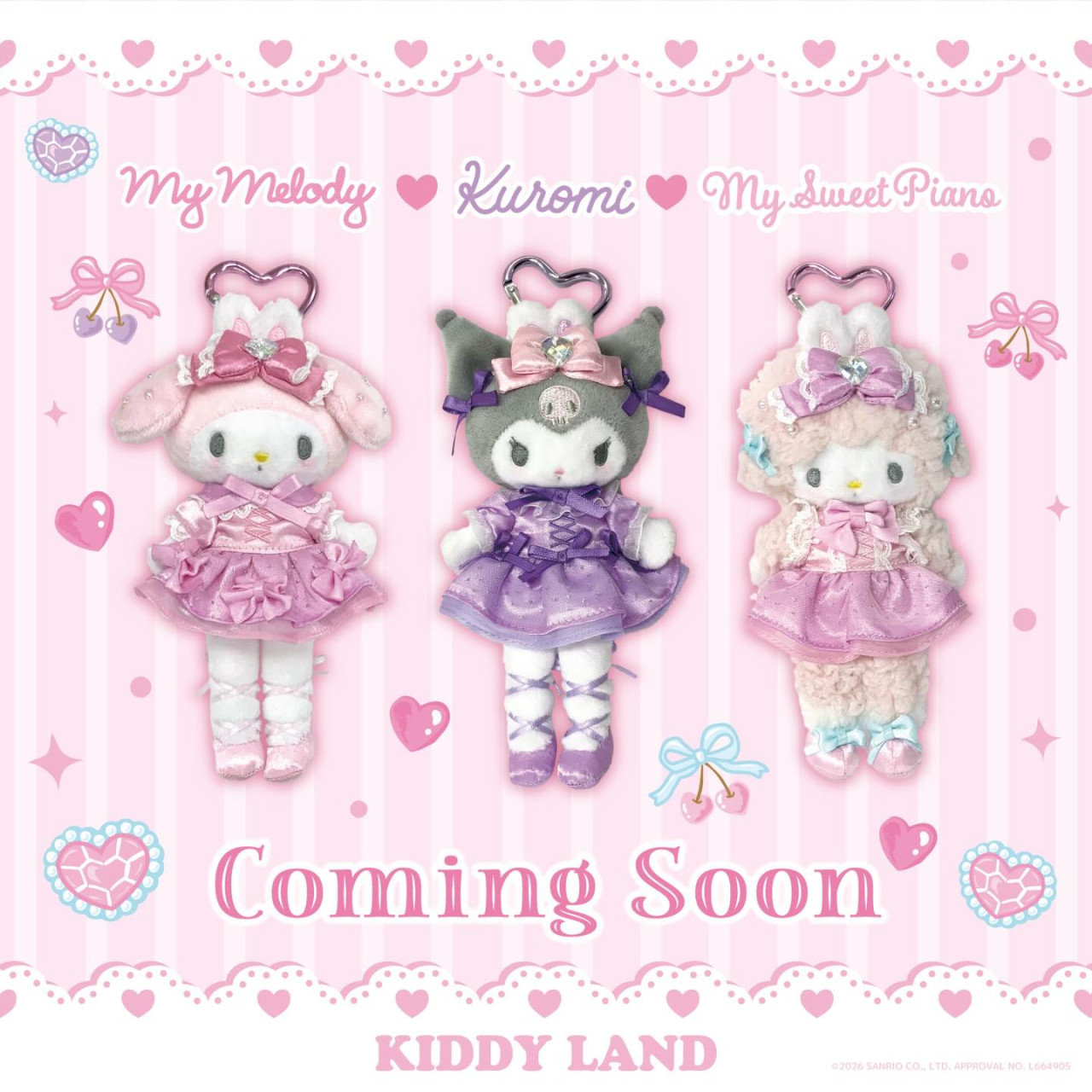 Sanrio｜Bunnies Ballerina long legs Mascot Holder /Plush Keychain｜H175 x W84 x D56mm approx.
