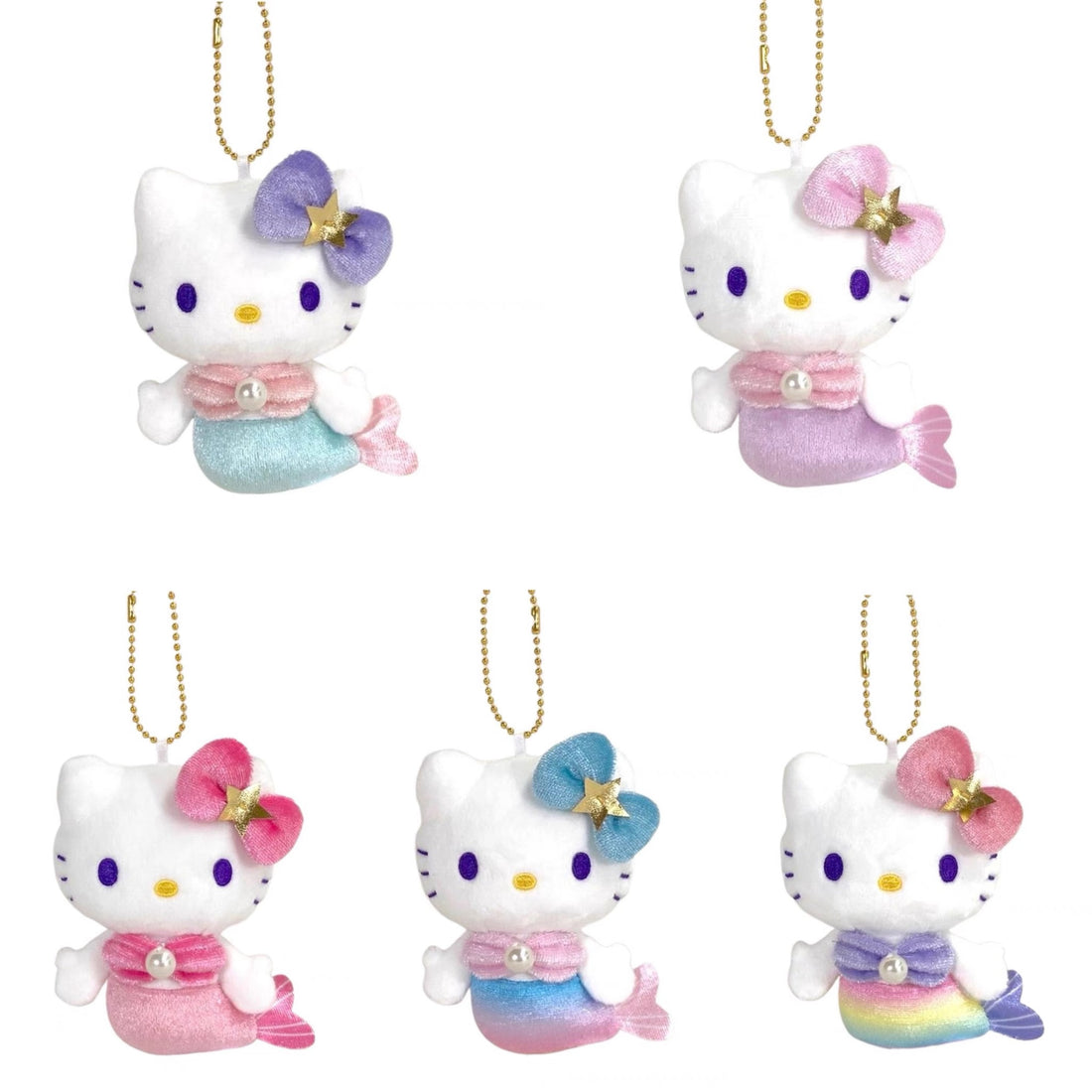 HelloKitty｜Sanrio 50th Anniversary Collection Mermaid Mascot Holder /Plush Keychain｜H10.5 x W8.5 x D4.5cm approx.