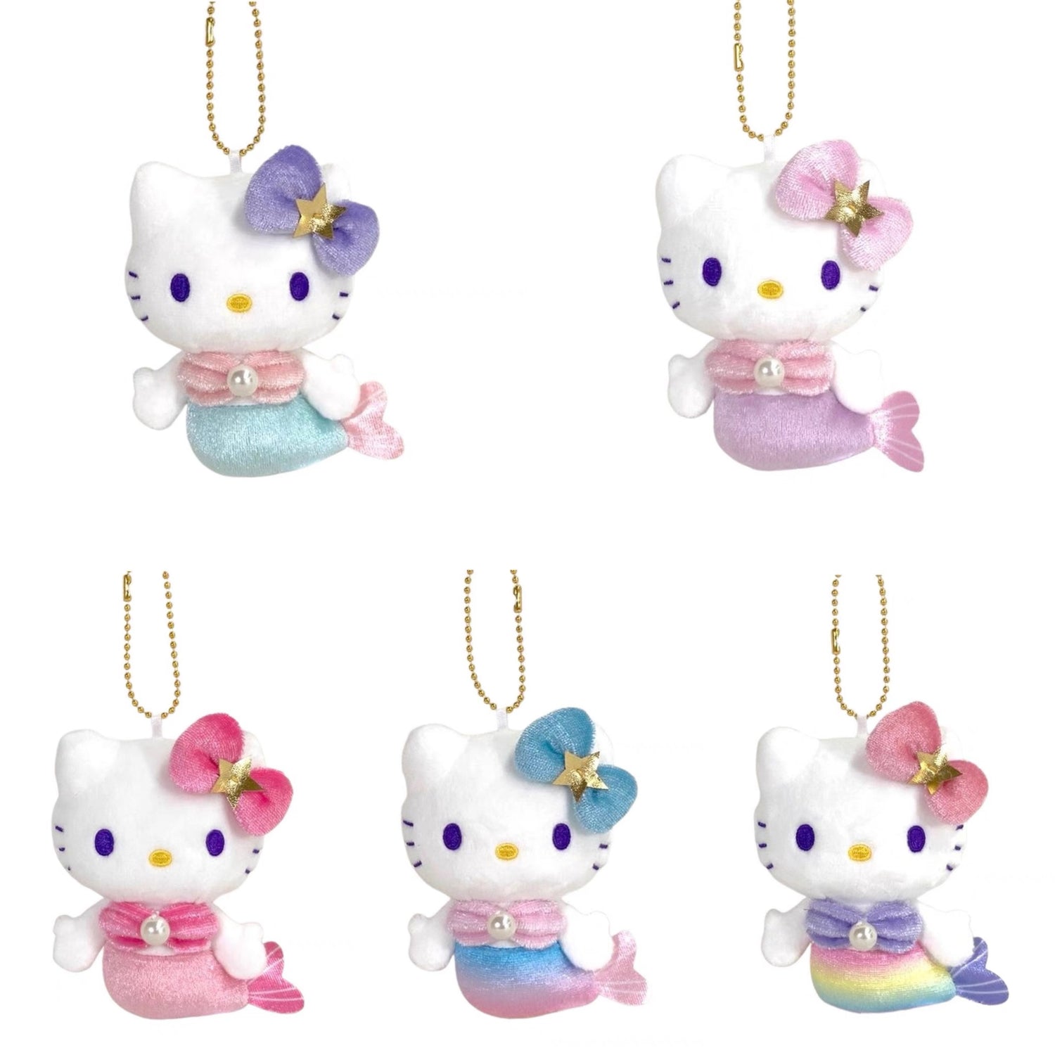 HelloKitty｜Sanrio 50th Anniversary Collection Mermaid Mascot Holder /Plush Keychain｜H10.5 x W8.5 x D4.5cm approx.