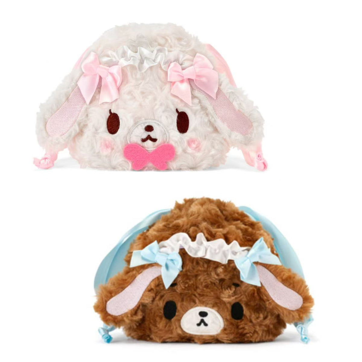 Sanrio｜GRL Collaboration Curly Fur Head Dress SugarBunnies Face Drawstring Bag｜18x 18cm approx.
