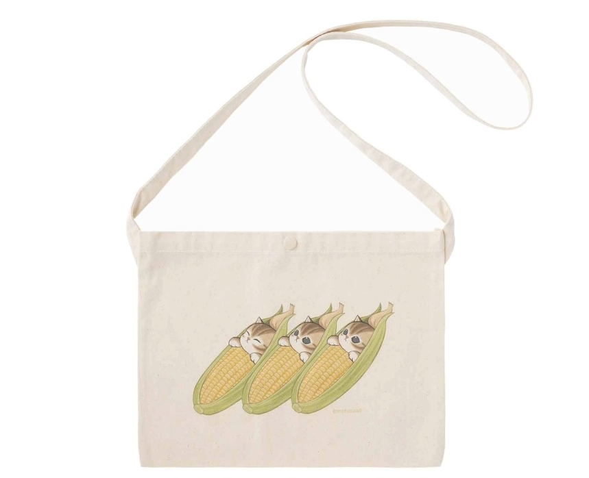 Mofusand｜Mofumofu Marche Crossbody Bag - Vegetable Cat : Lined-up Corn｜230×300mm approx.