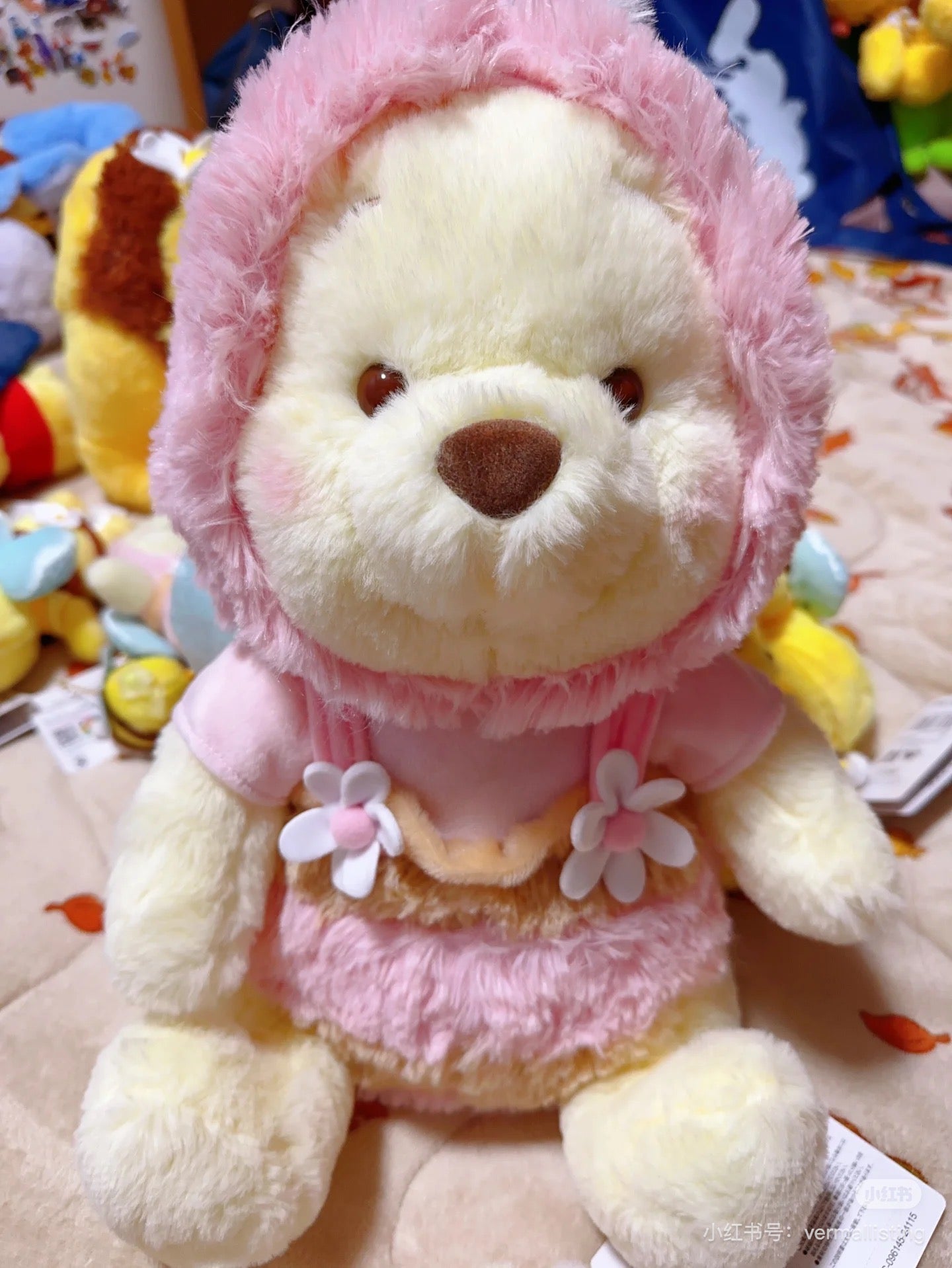 Disney｜2024 HONEY DAY 超萌粉嫩蜜蜂噗噗公仔/玩偶/挂件/可脱帽｜M約高さ39×幅28×奥行き22cm/挂件約 高さ19×幅13.5×奥行き8cm