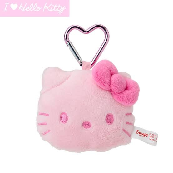 Sanrio三丽鸥｜Plush Pouch Kao Pink Sanrio I Love Hello Kitty /keychain｜W8×D3.5×H7cm
