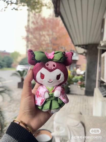 Sanrio三丽鸥｜Mascot Holder/ Matcha Sakura Kimono抹茶和服系列毛绒玩偶挂件/包挂｜约90×120×60mm
