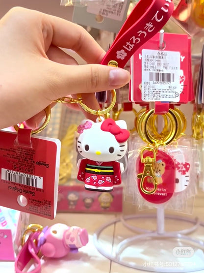 Sanrio三丽鸥｜Keycharm Kimono和服系列超有质感硅胶可爱角色钥匙扣挂件/包挂｜约3.7 x 7.2 x 7.5cm
