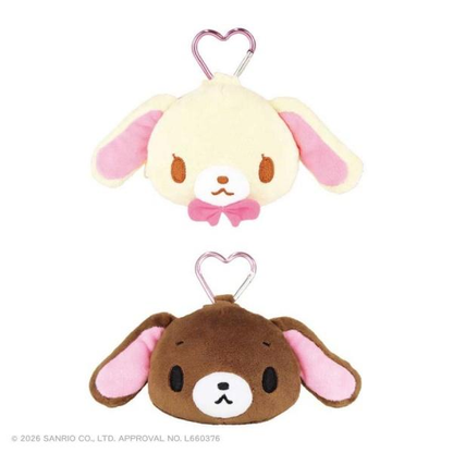 Sanrio｜Sugarbunnies Face Fluffy Plush Mini Pouch with Carabiner｜90×110×60mm approx.