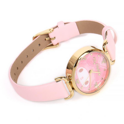 Sanrio三丽鸥｜My Melody Birthday 50th Anniversary Princess Ribbon Watch美乐蒂50周年生日粉桃甜心系列粉色表盘/金色指针手表｜约幅3×奥行0.8×高さ2.8cm