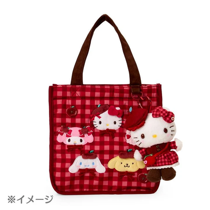 Sanrio｜Autumn Apple Gingham Red Tote Bag｜25×13×24cm approx.