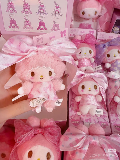 【limit 1】Sanrio三丽鸥｜My Melody Birthday 50th Anniversary Princess Ribbon Secret Mascot Keychain美乐蒂50周年生日粉桃甜心系列大蝴蝶结毛绒玩偶挂件盲盒/全8种｜1枚入