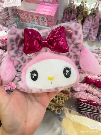 Sanrio｜Leopard Gal Cat Face-shaped Pouch Bag｜13×2×11cm approx.