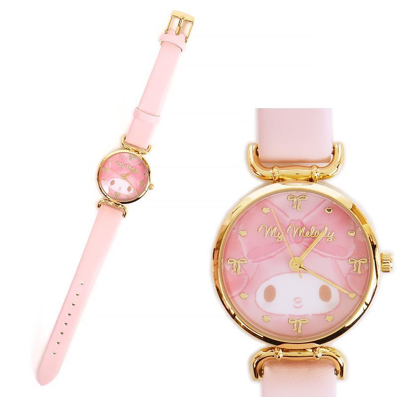 Sanrio三丽鸥｜My Melody Birthday 50th Anniversary Princess Ribbon Watch美乐蒂50周年生日粉桃甜心系列粉色表盘/金色指针手表｜约幅3×奥行0.8×高さ2.8cm