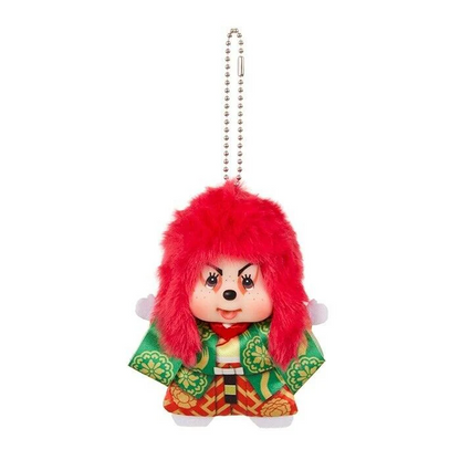 Monchhichi｜Kabuki &amp; Renjishi Fujimusume Mascot Holder /Plush Keychain｜H11 x W9 x D5cm approx.