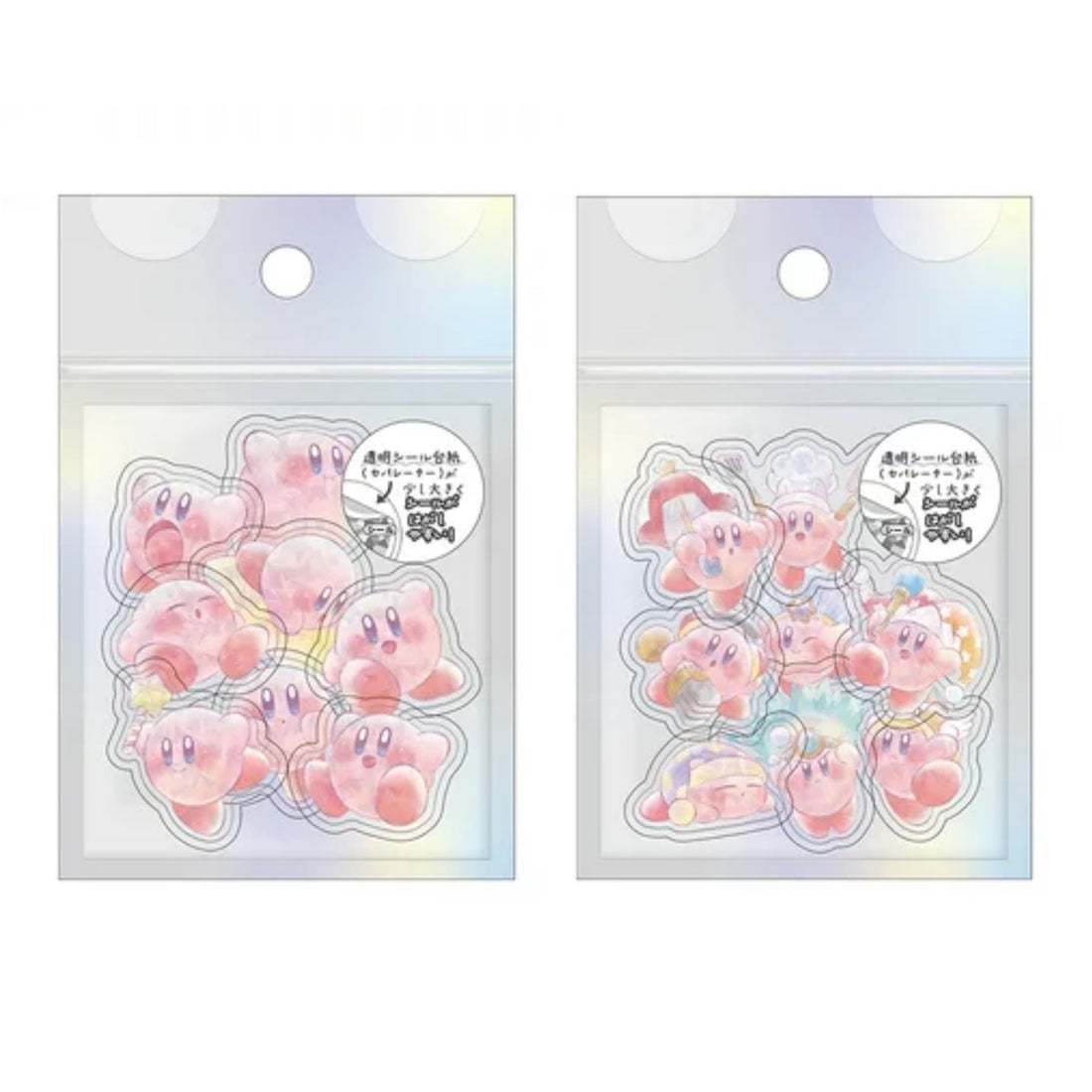 Kirby星之卡比｜ Aurora Hologram Clear Sticker Pack - Kirby可爱造型极光全息透明薄片贴纸套装｜40枚入