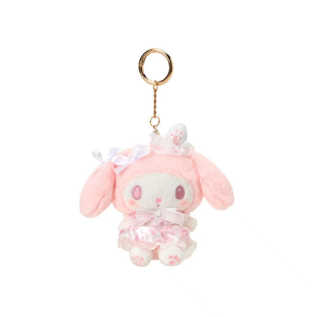 Sanrio｜My Melody White Strawberry Tea Time Mascot Holder /Plush Keychain｜13.5×4.7×12cm approx.